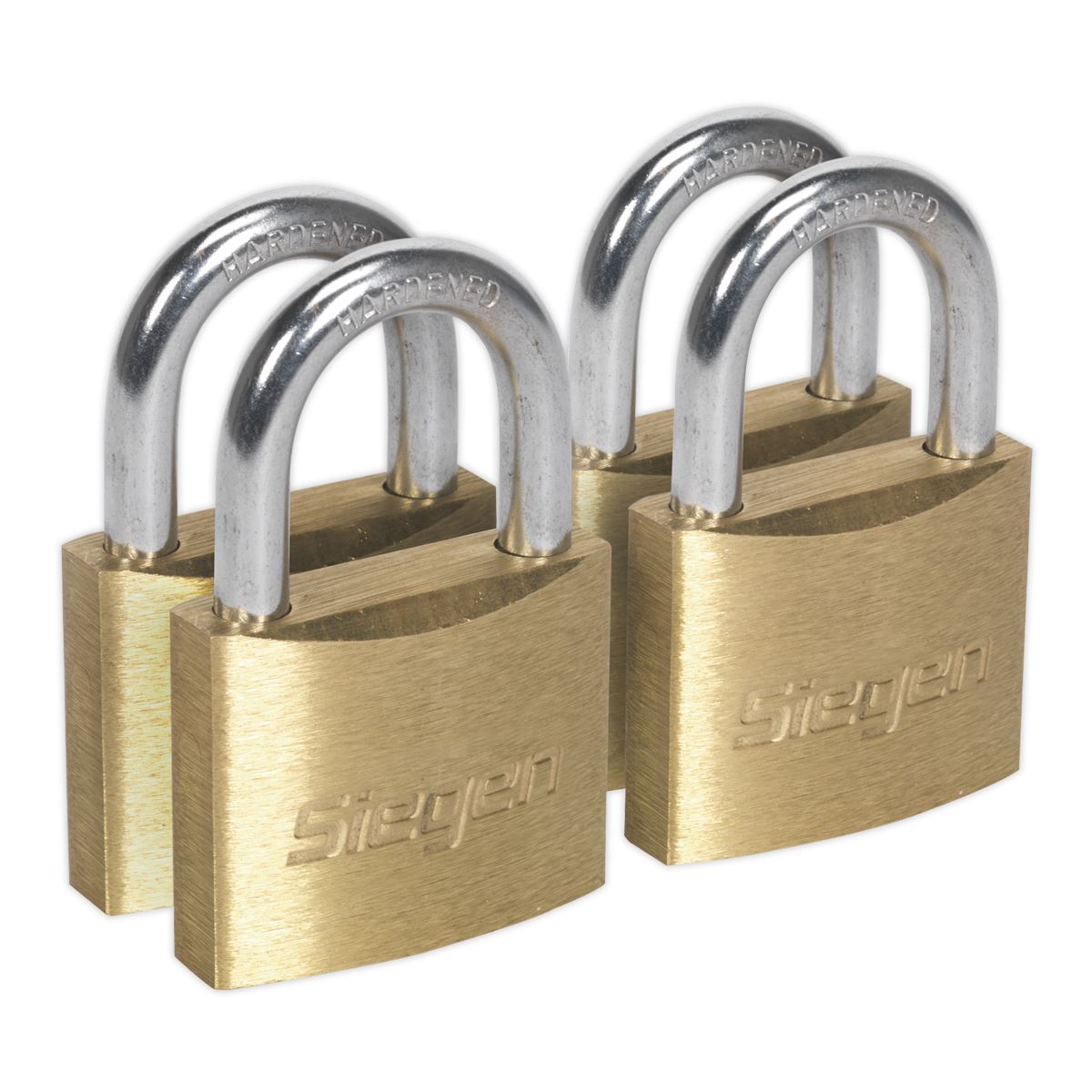 Seigen by Sealey Brass Body Padlock Brass Cylinder 40mm Key Alike Pack of 4