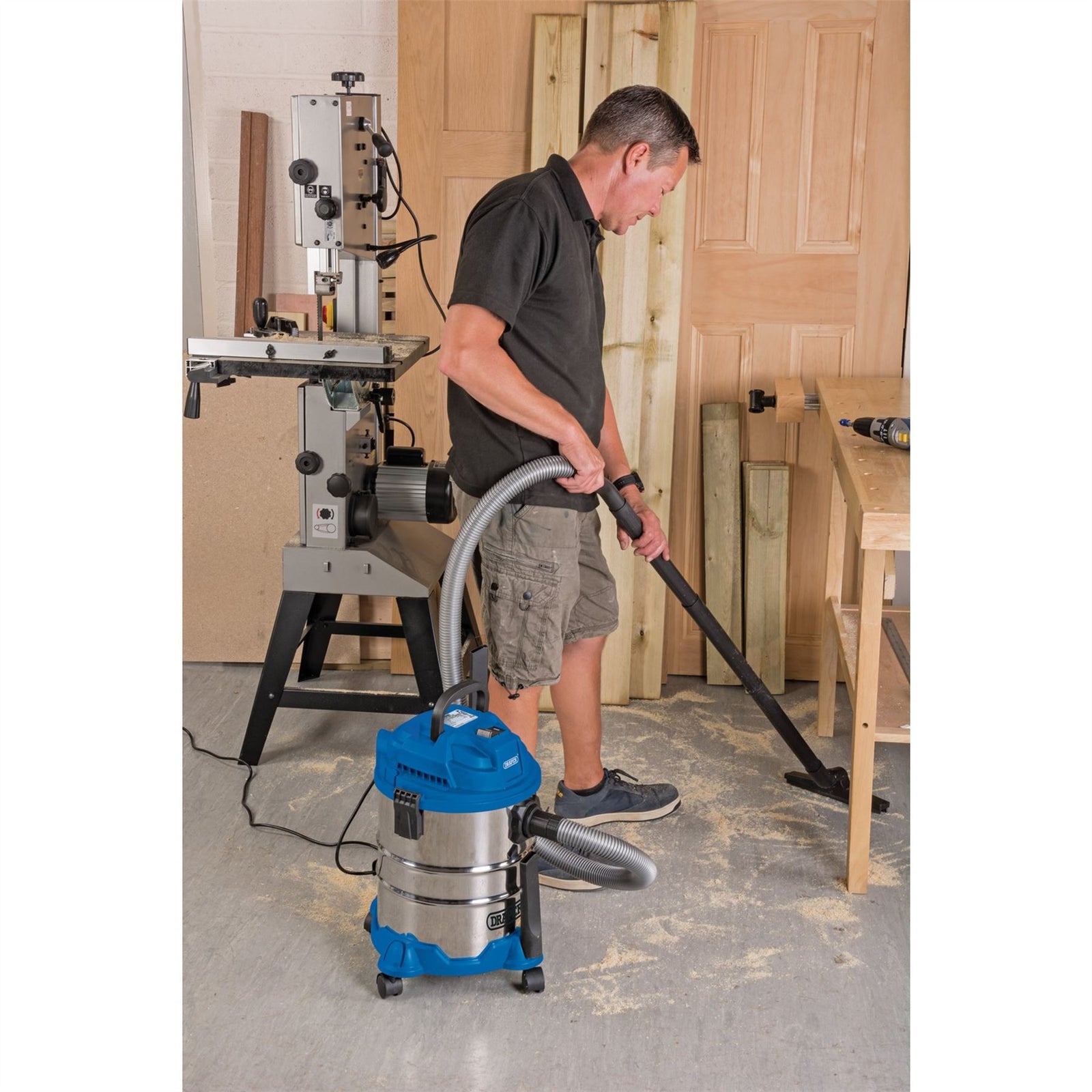 Draper Wet and Dry Vacuum Cleaner with Stainless Steel Tank, 20L, 1250W 20515