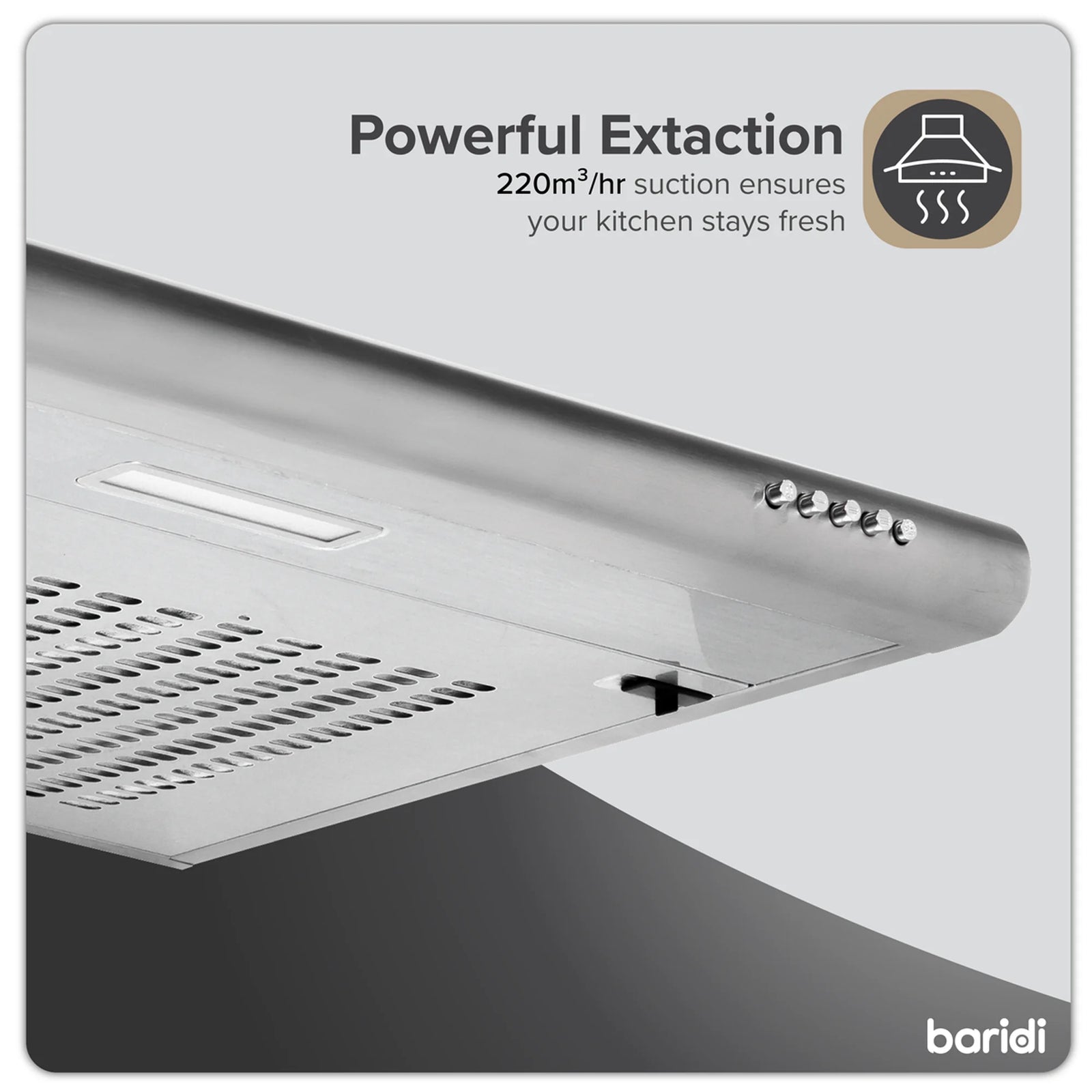 Baridi 60cm Wall Mounted Cooker Hood Extractor Fan DH108 85W