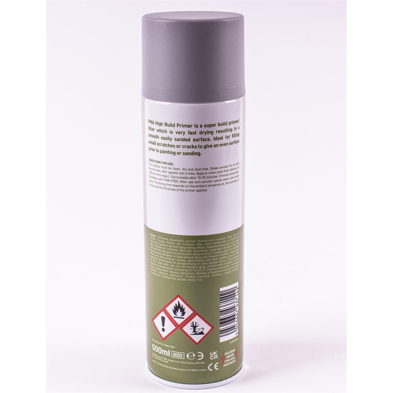 3x High Build Primer - 500ml Spray On Paint - Autotek Grey Aerosol High Coverage