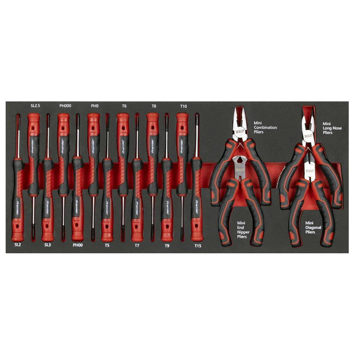 Sealey Premier Precision Screwdriver & Mini Pliers Set 17 Piece TBT67