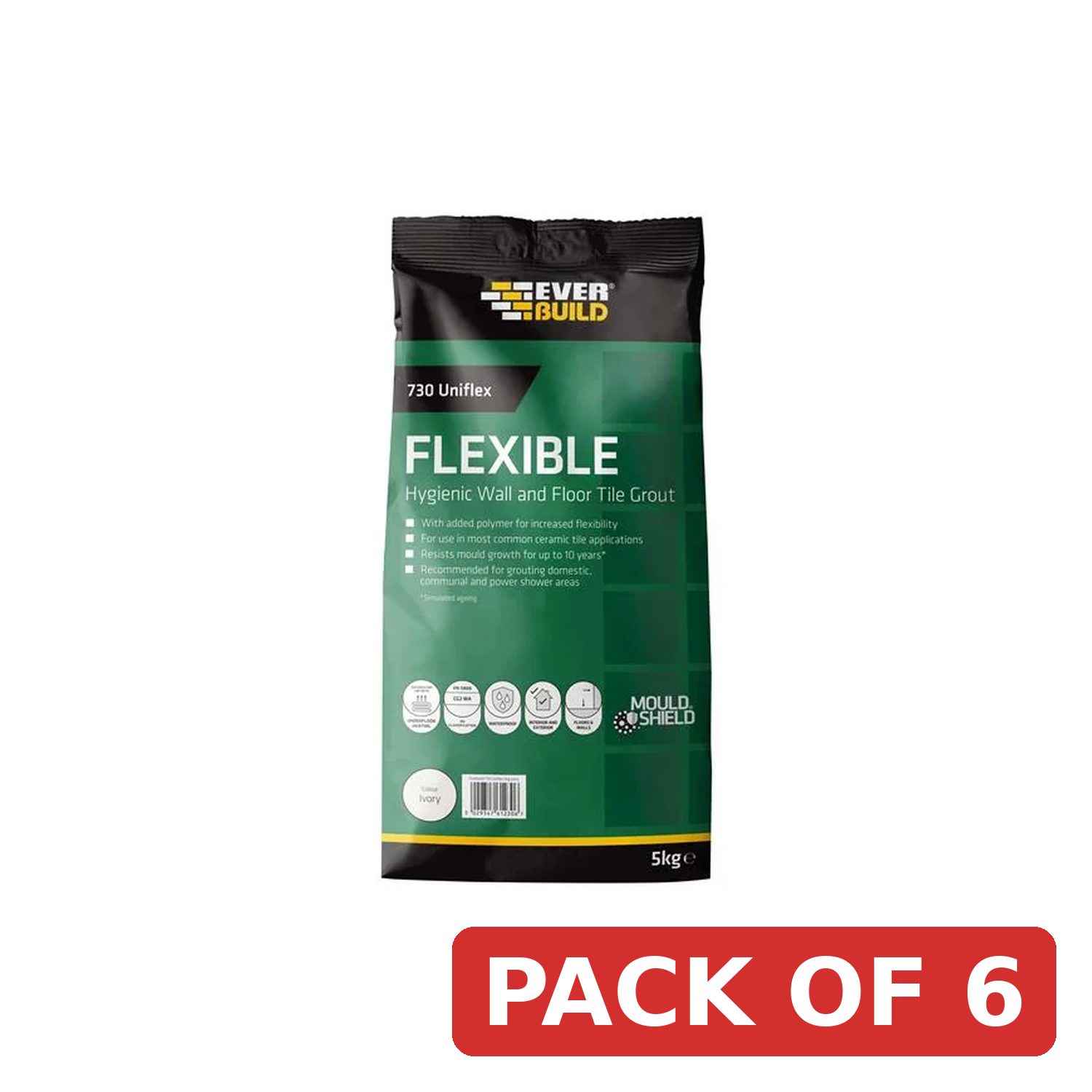 Everbuild Sika 730 Uniflex Hygienic Tile Grout Ivory 5kg - 486466