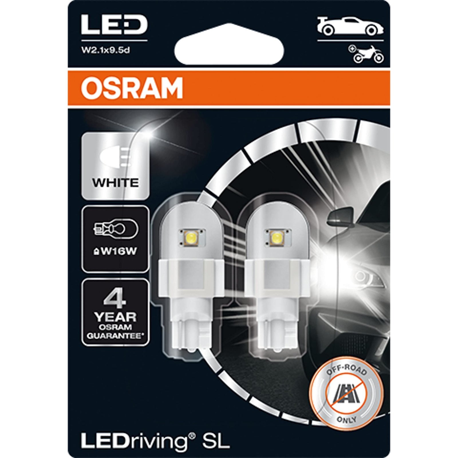 OSRAM LEDriving® SL, W16W, White 6000K, LED signal lamps, Off-road only