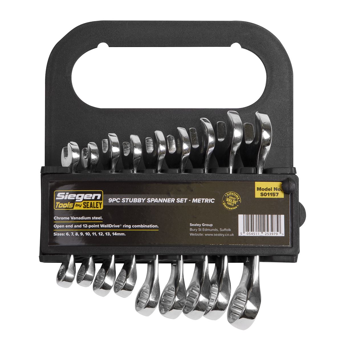 Seigen by Sealey Stubby Spanner Set 9pc Metric S01157