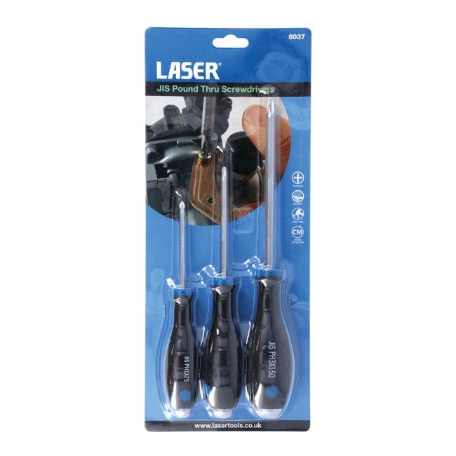 Laser JIS Pound Thru Screwdrivers 3pc 8037
