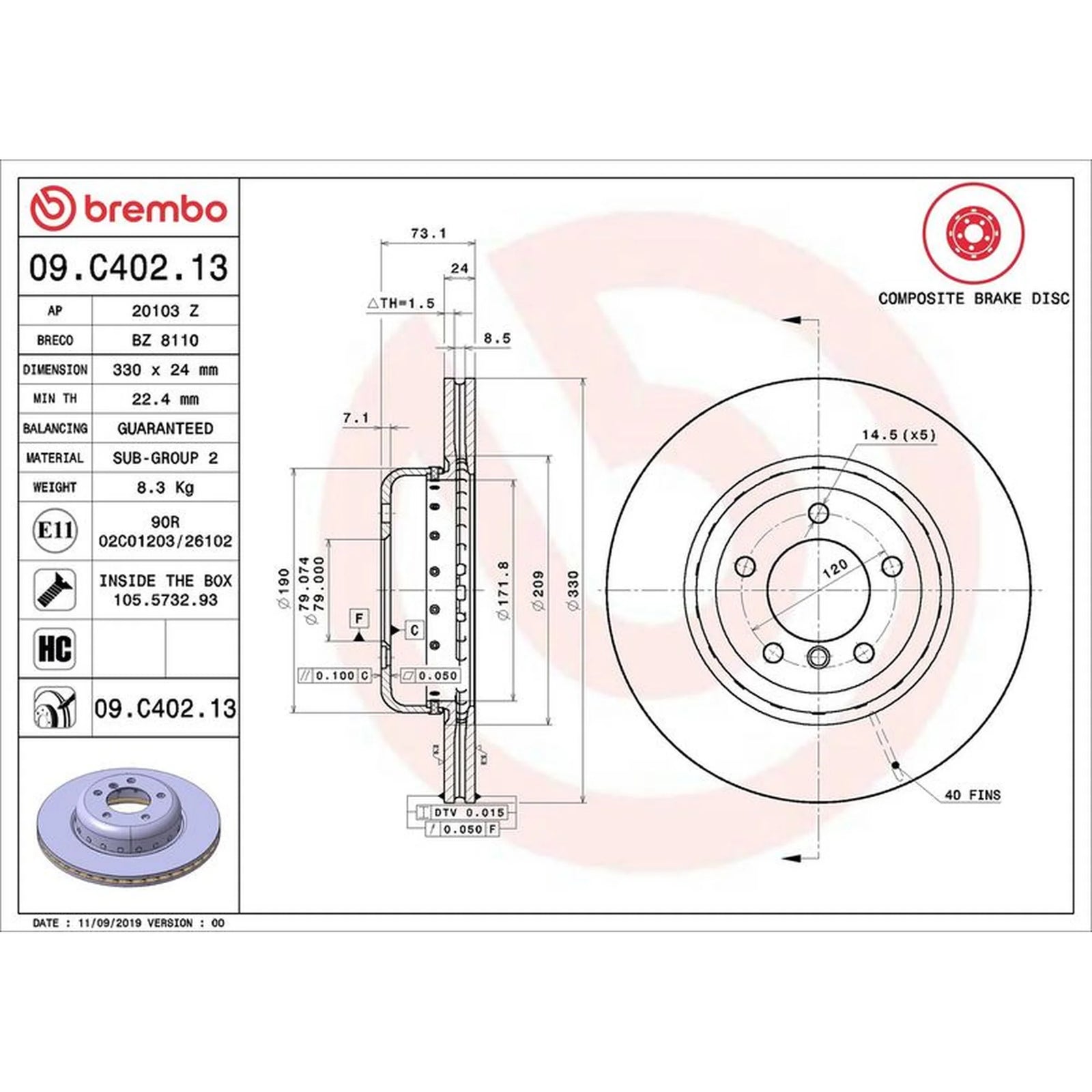Brembo 2 x Aluminium Brake Disc Hub Brake Discs fits BMW Z4 Roadster 2009-2016