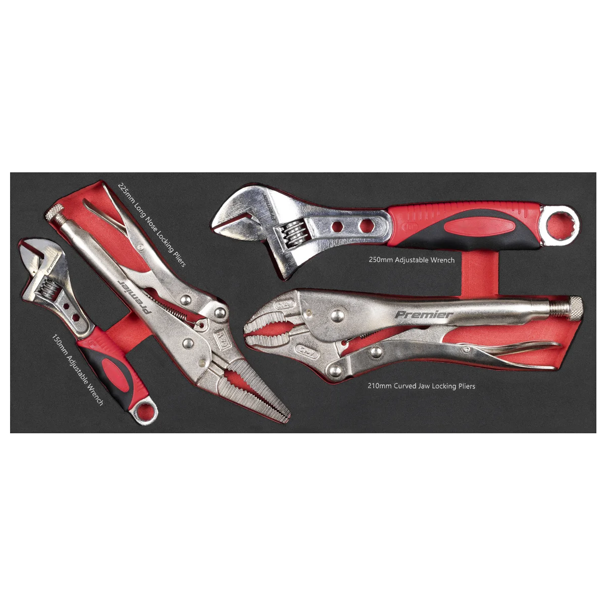 Sealey Premier Locking Pliers & Adjustable Wrench Set 4 Piece