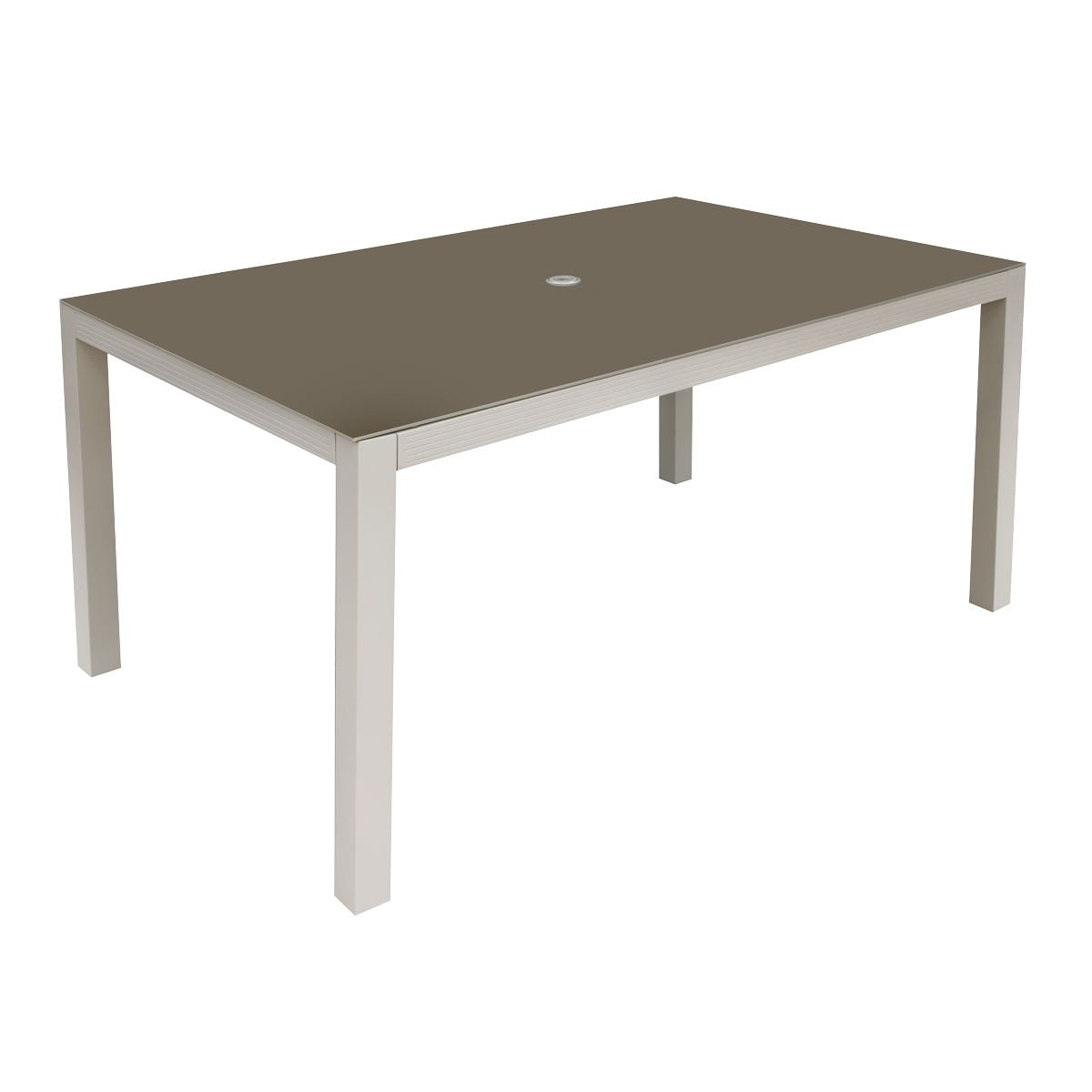Dellonda  Aluminium Garden Dining Table with Tempered Glass & Parasol Hole