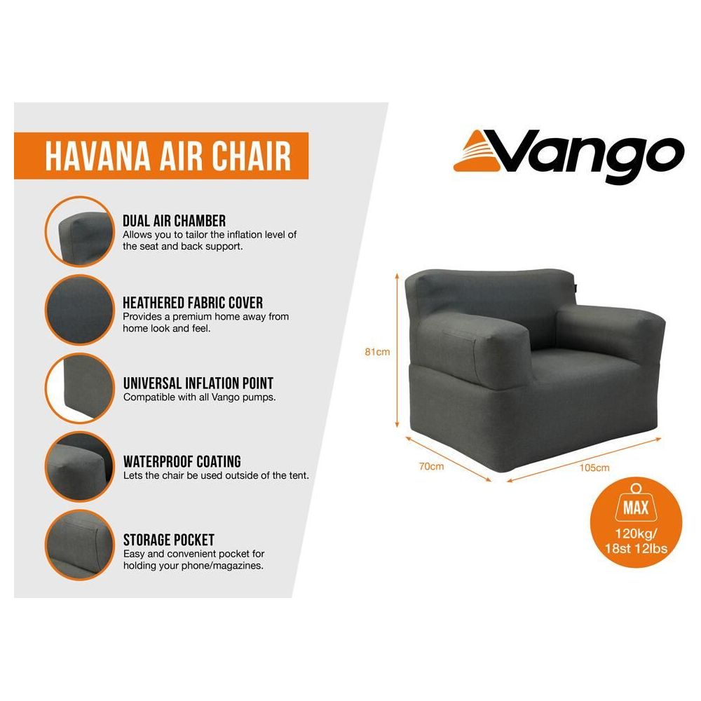 Vango Havana Air Inflatable Grey Chair