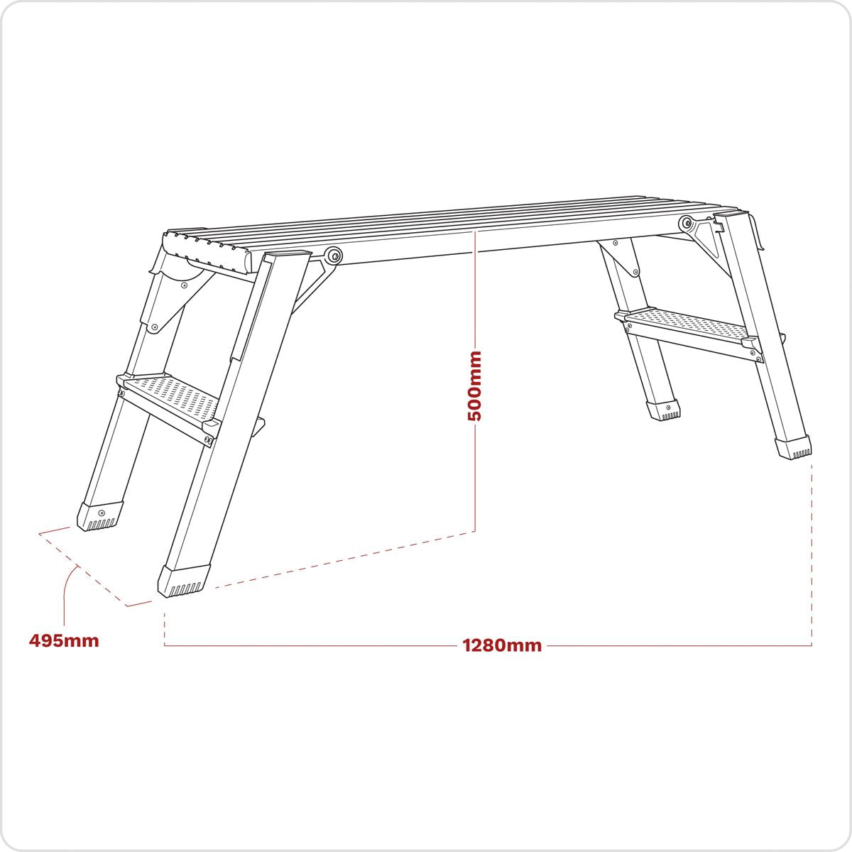 Sealey Folding Platform 2-Tread Aluminium - EN 131-4 APS2
