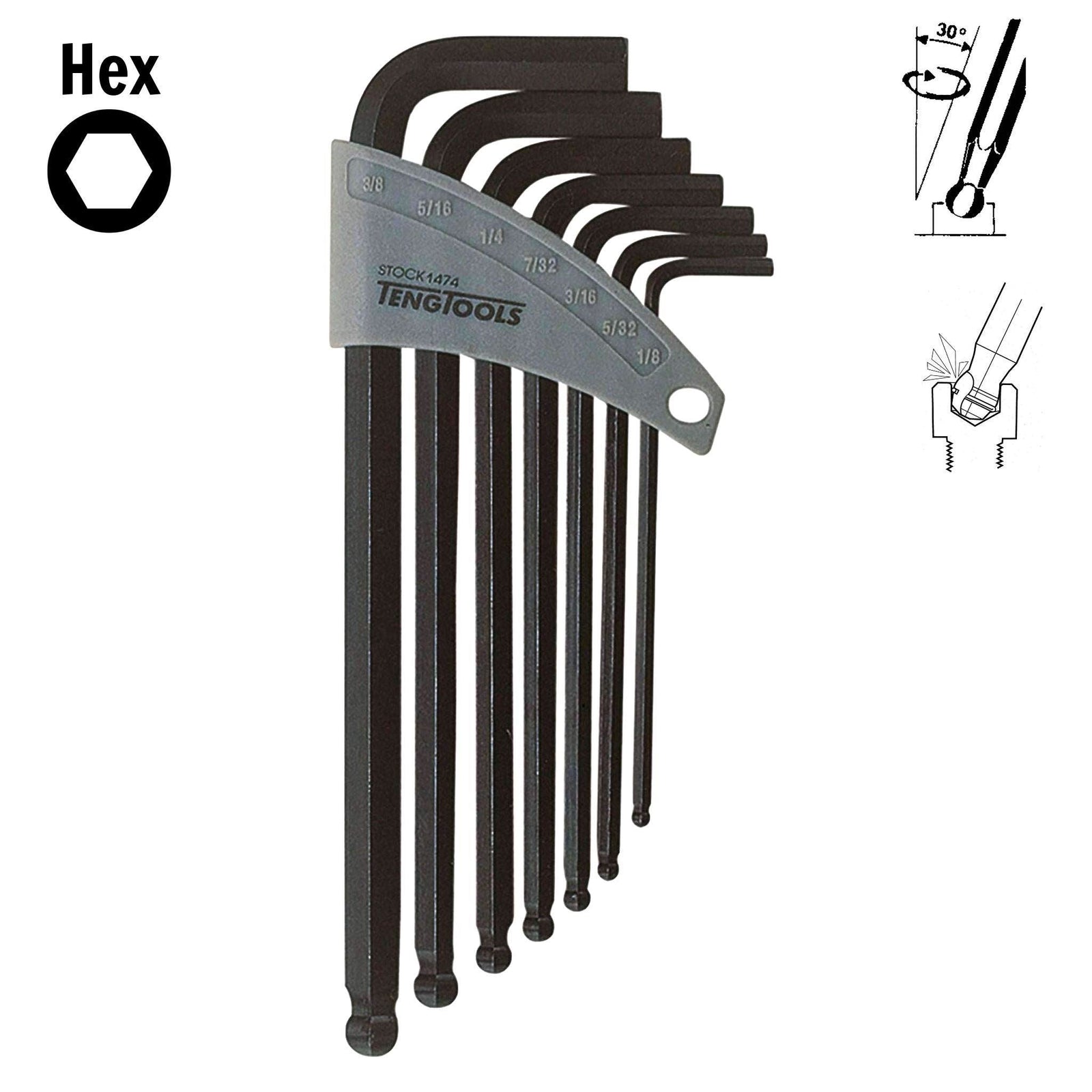 Teng Tools Ball Point Hex Key Set AF 7 Pieces
