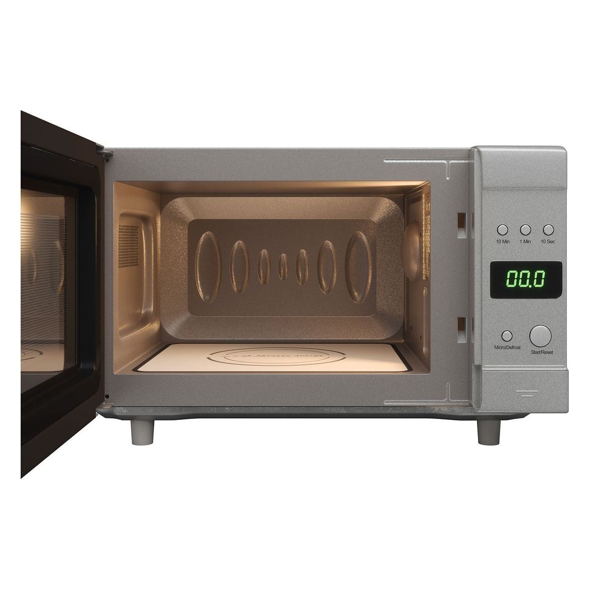 Flatbed Microwave in Silver Without Rotating Plate (230V, 700W, 20L)