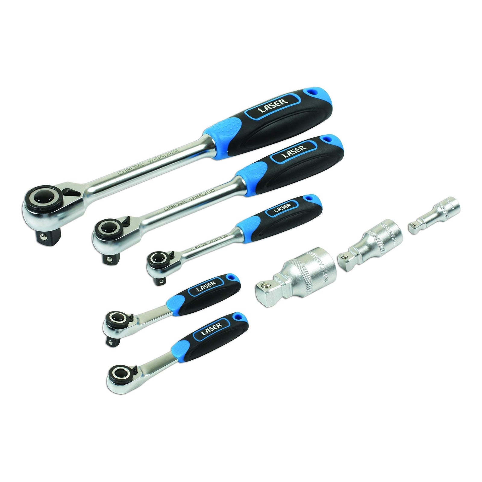 Laser Micro Head Ratchet Set 1/4"D, 3/8"D, 1/2"D 8pc 7548