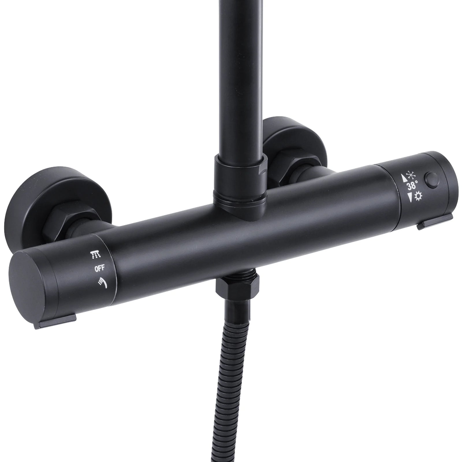 Baridi Thermostatic Shower Mixer Set 20cm Round Head Adjustable Rail