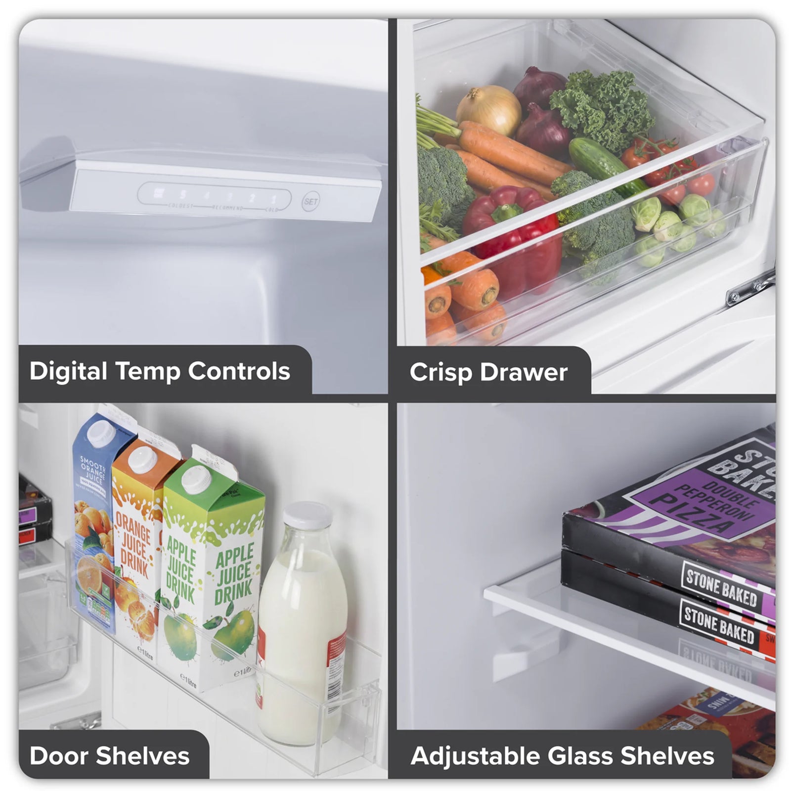 Baridi 60/40 Smart Frost Fridge Freezer 227L Capacity - White