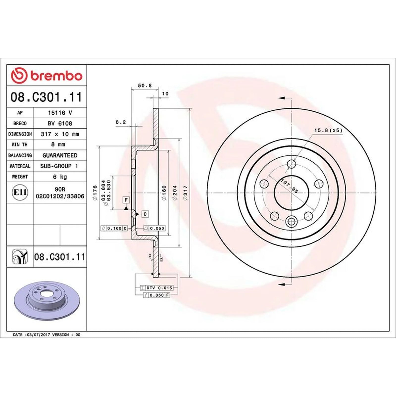 Brembo 2 x Brake Discs fits Land Rover Range Rover Evoque 2011-2019 2.0 2.2