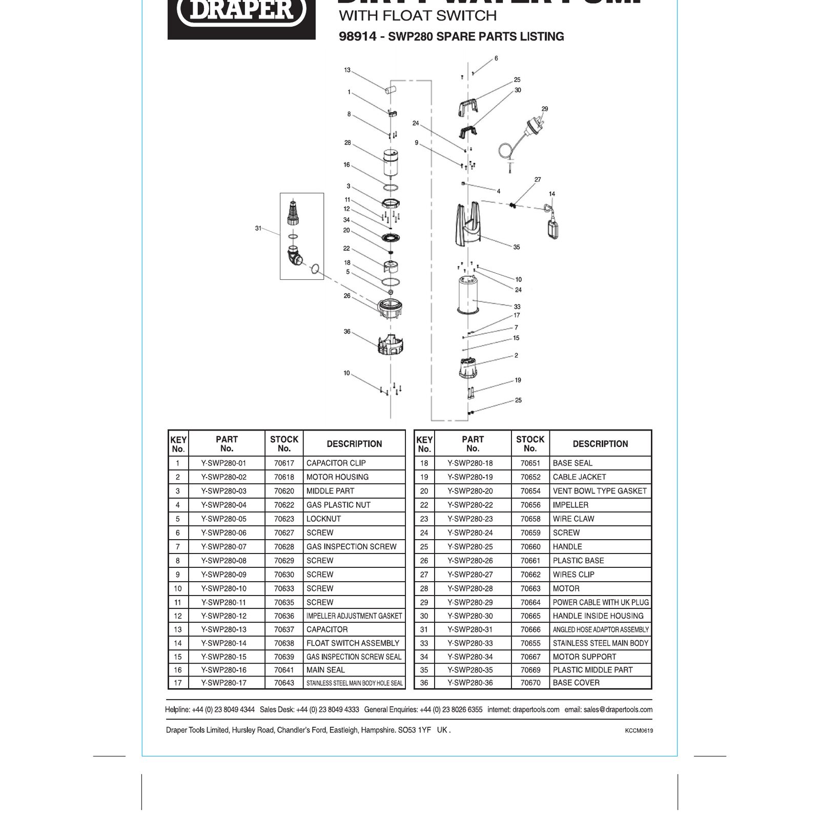 Draper Y-SWP280-26 Plastic Base for Tools 70661