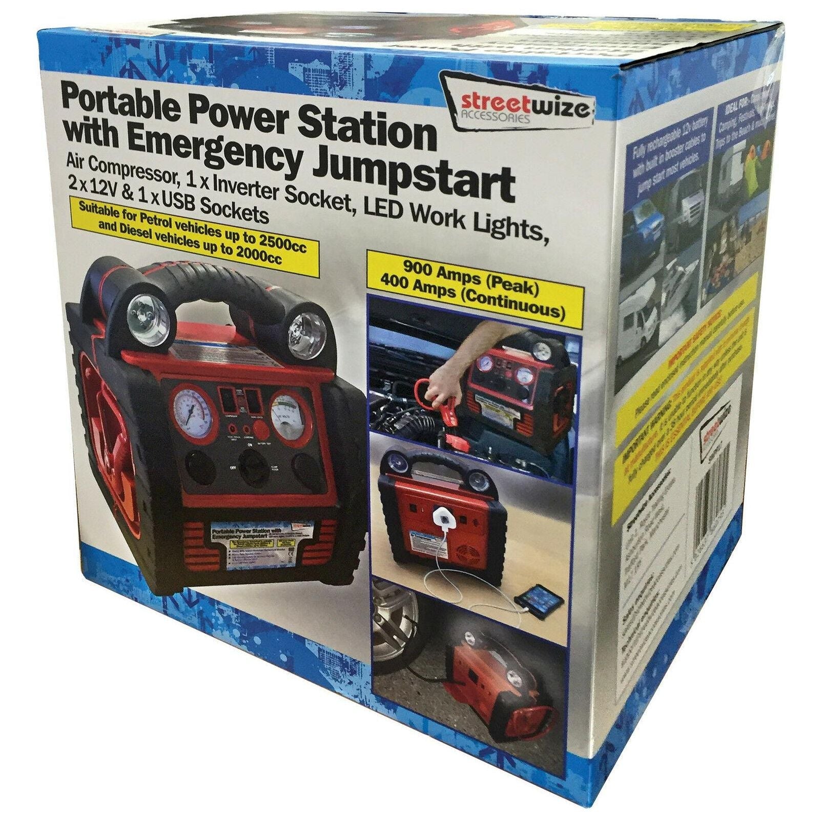 Streetwize 12v 900Amp Car Jump Starter and Air Compressor