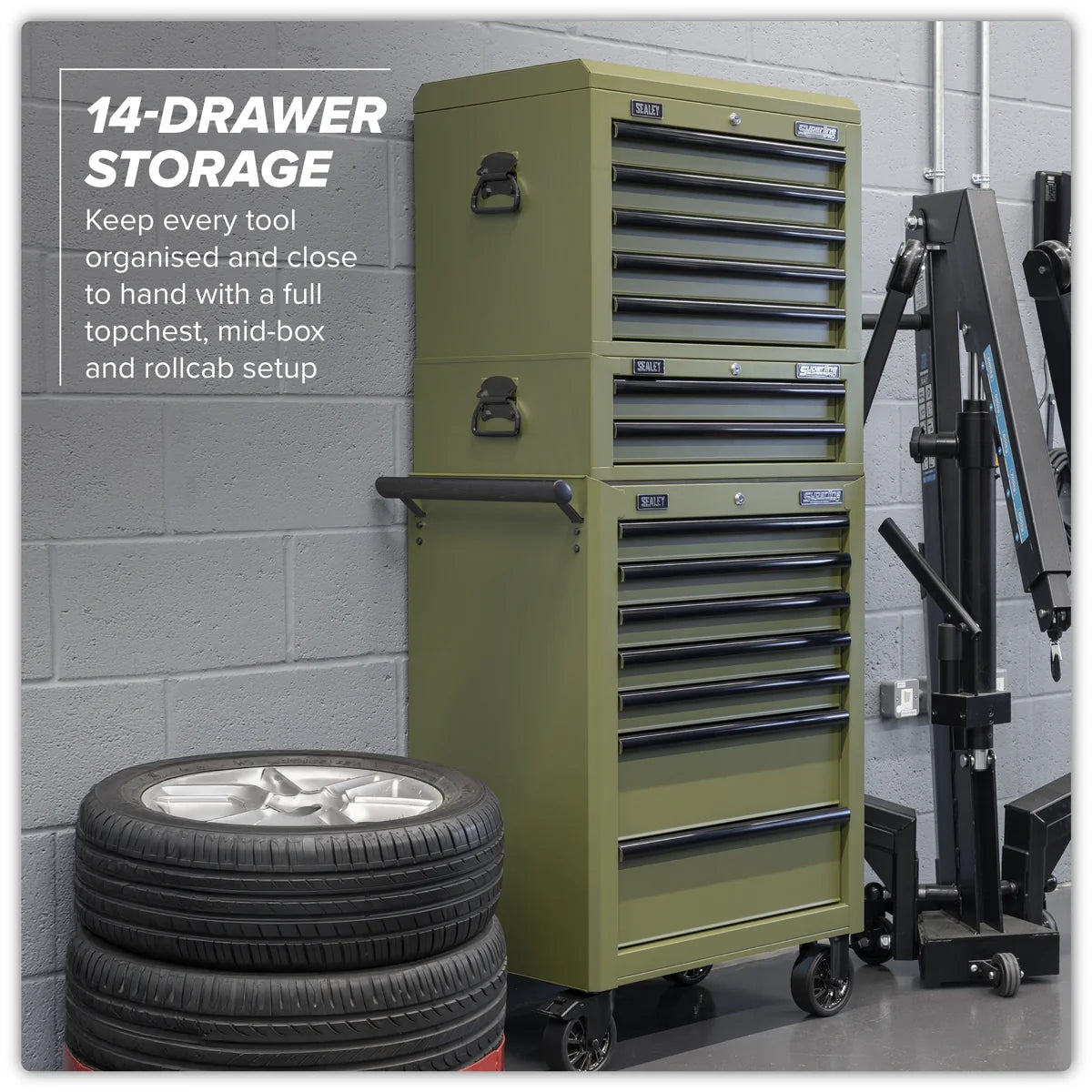 Sealey Tool Chest Combination 14 Drawer - Khaki