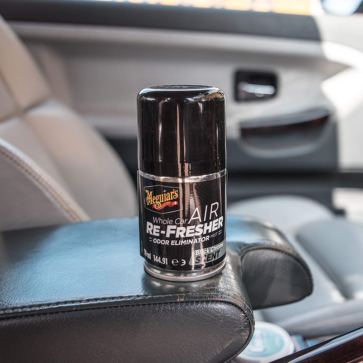 2x Meguiar's Whole Car Air Re-Fresher Odor Eliminator Black Chrome Scent 59ml