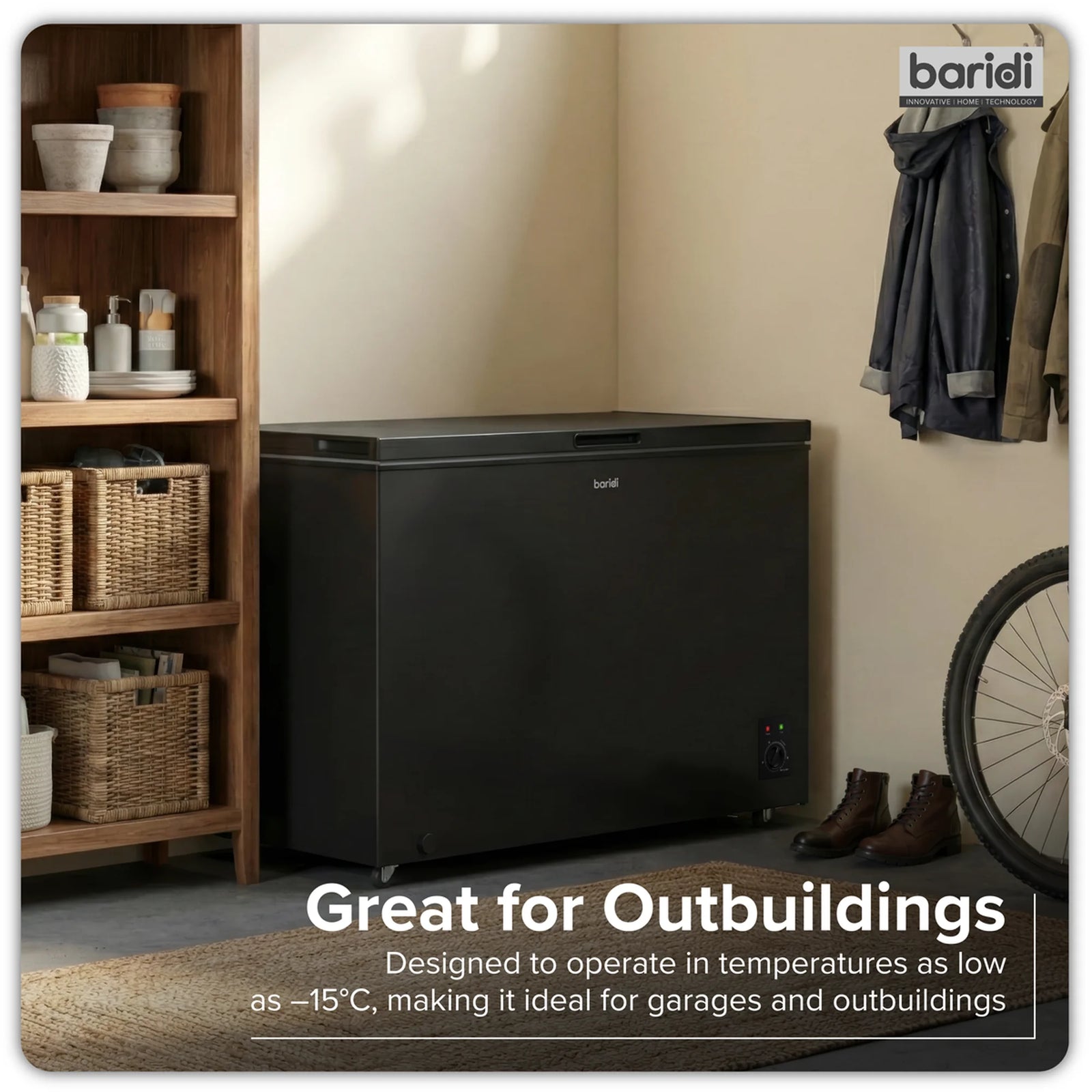 Baridi Chest Freezer DH261 299L Capacity - Black