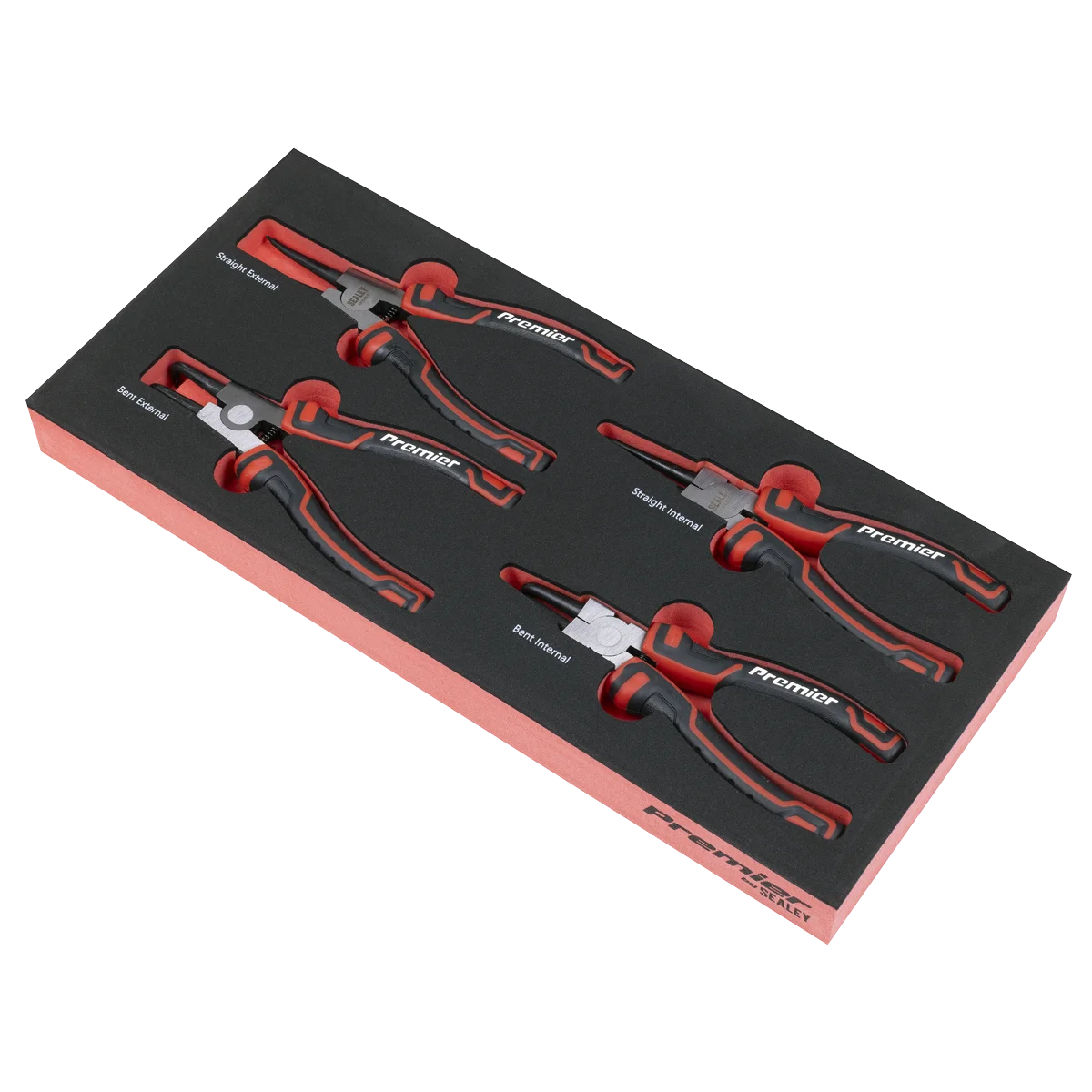 Sealey Premier Circlip Pliers Set 4 Piece with Tool Tray 19-60mm Capacity