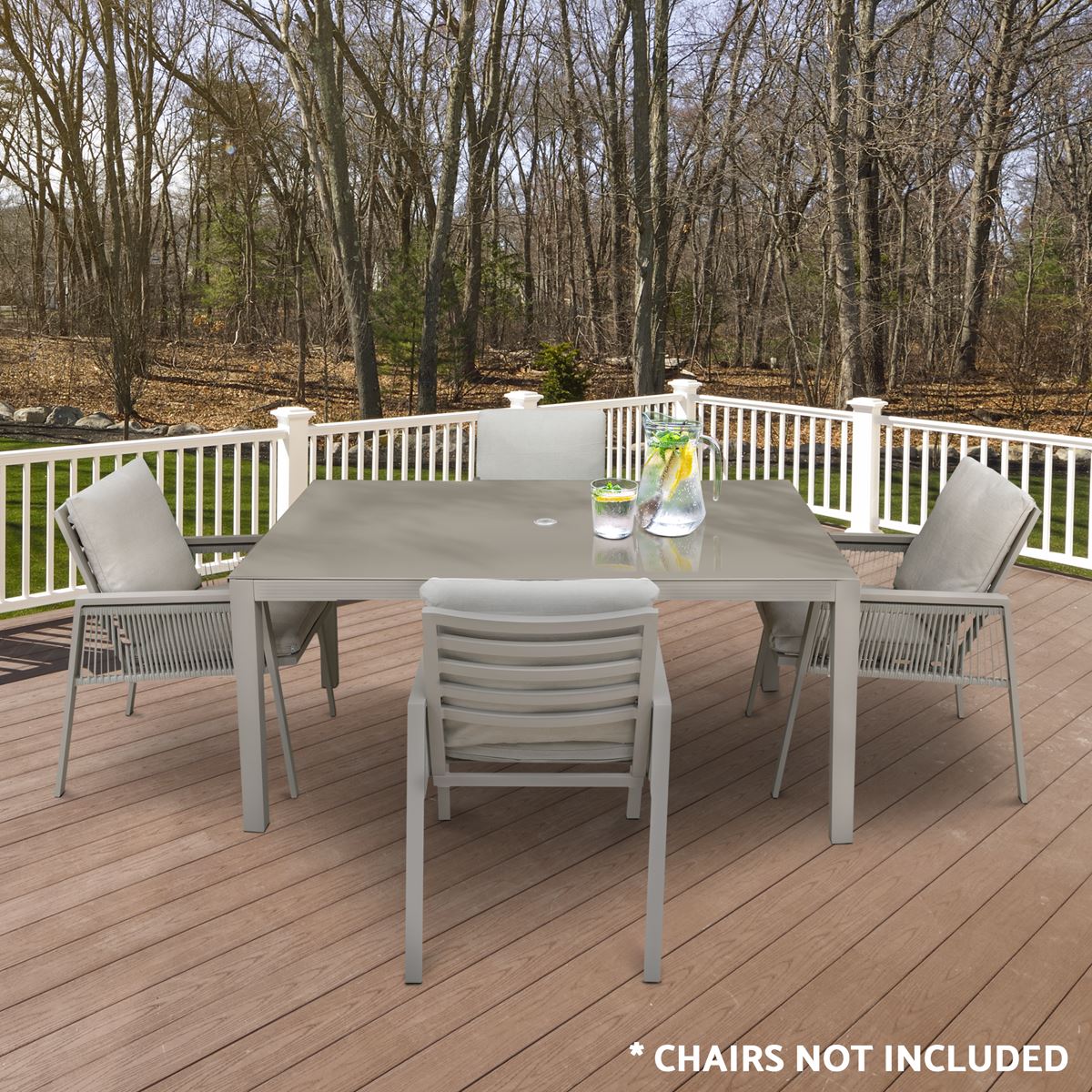 Dellonda  Aluminium Garden Dining Table with Tempered Glass & Parasol Hole