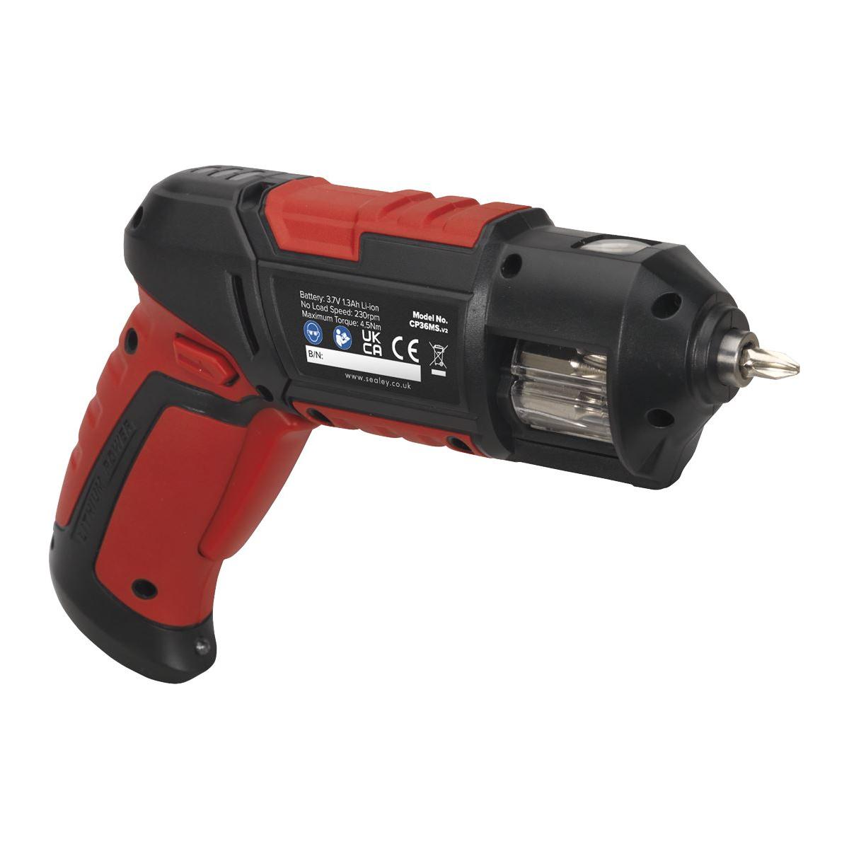 Sealey Cordless Screwdriver Quick Select 14pc 3.7V Lithium-ion CP36MS