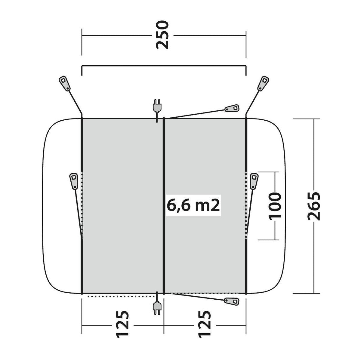 Outwell Armona Driveaway Awning Campervan 175-200cm Low