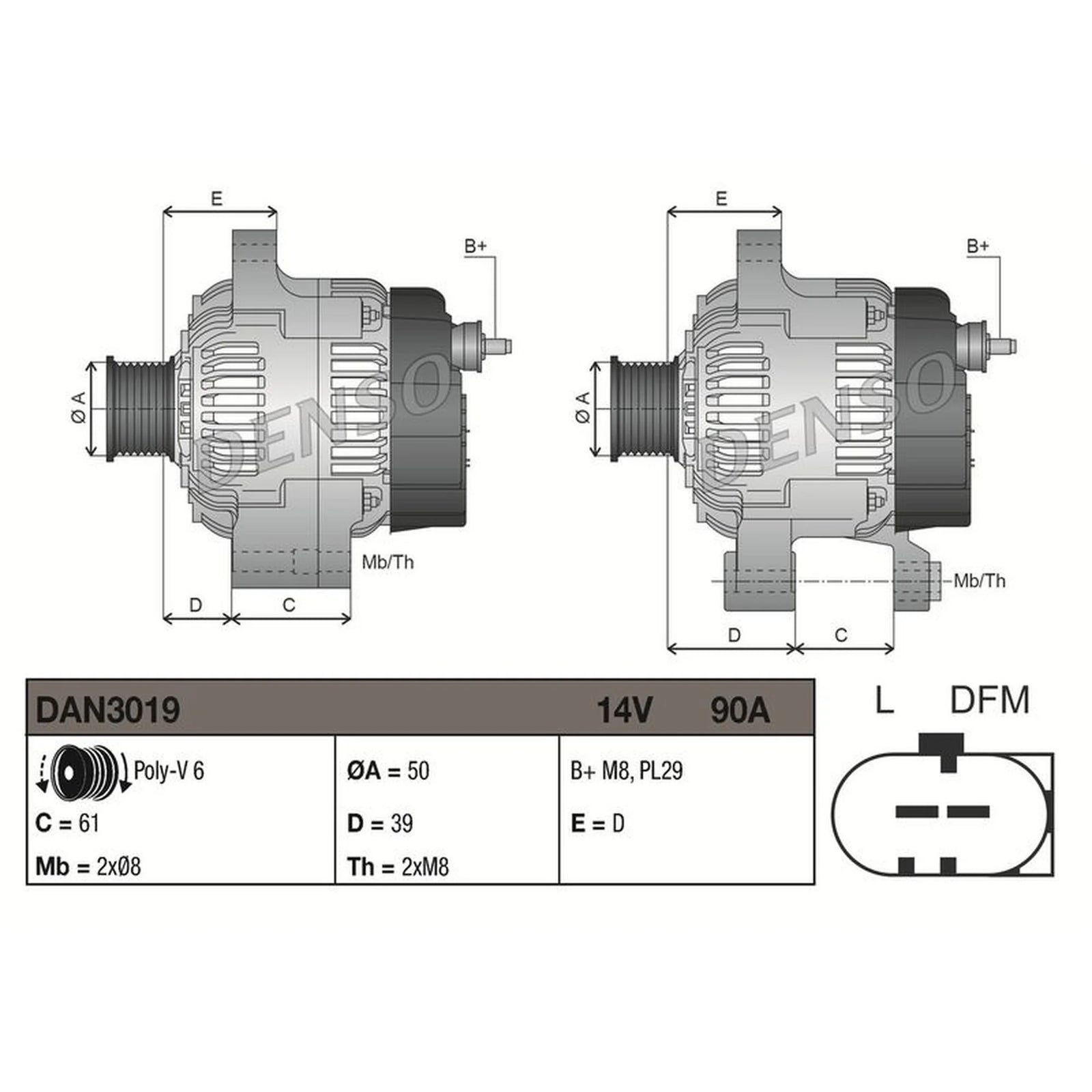 Denso Car Alternator 12V DAN3019