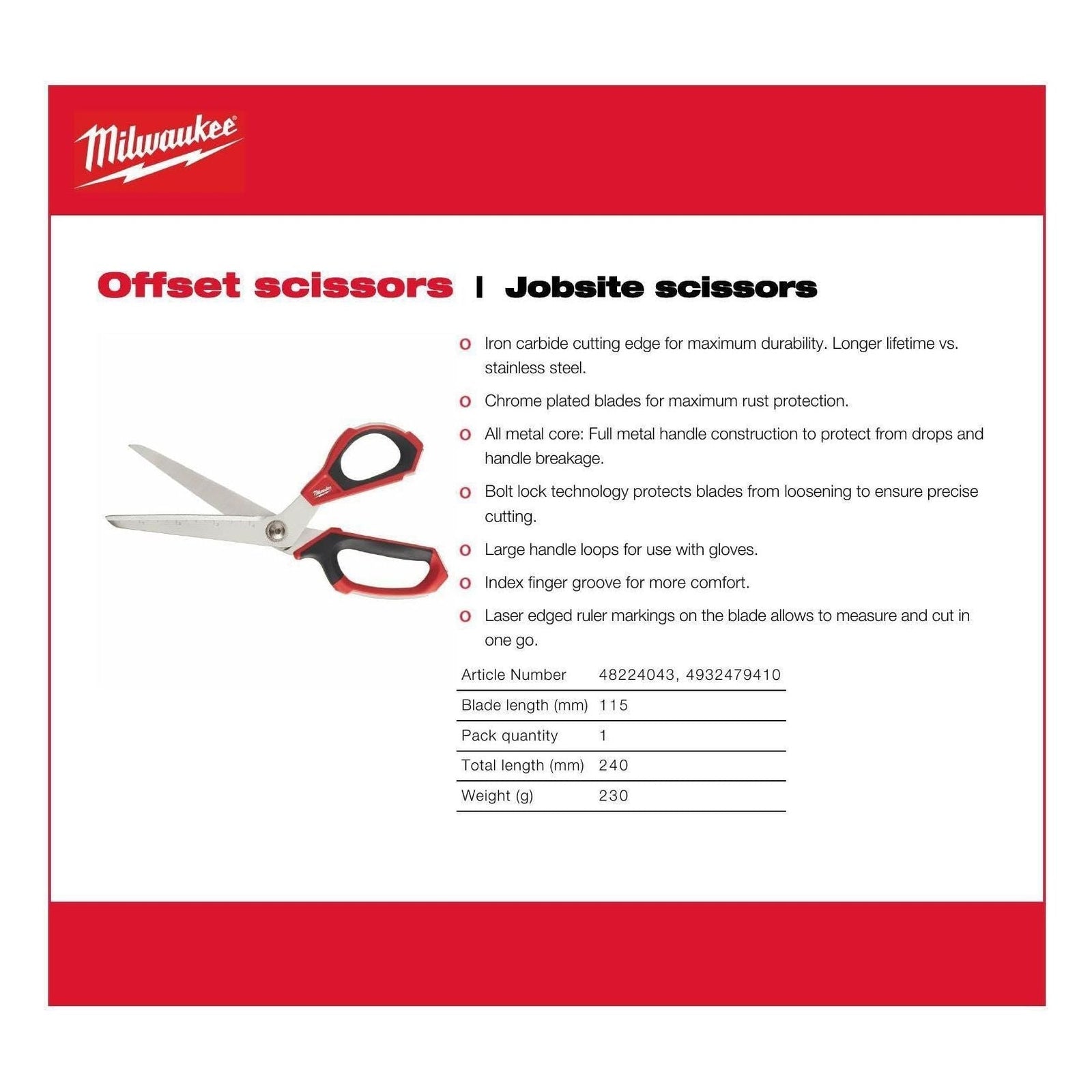 Milwaukee Offset Scissors 4932479410