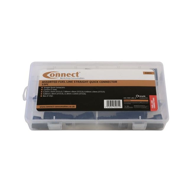 Connect Assorted Straight Fuel Line Quick Connectors 15pc 34031
