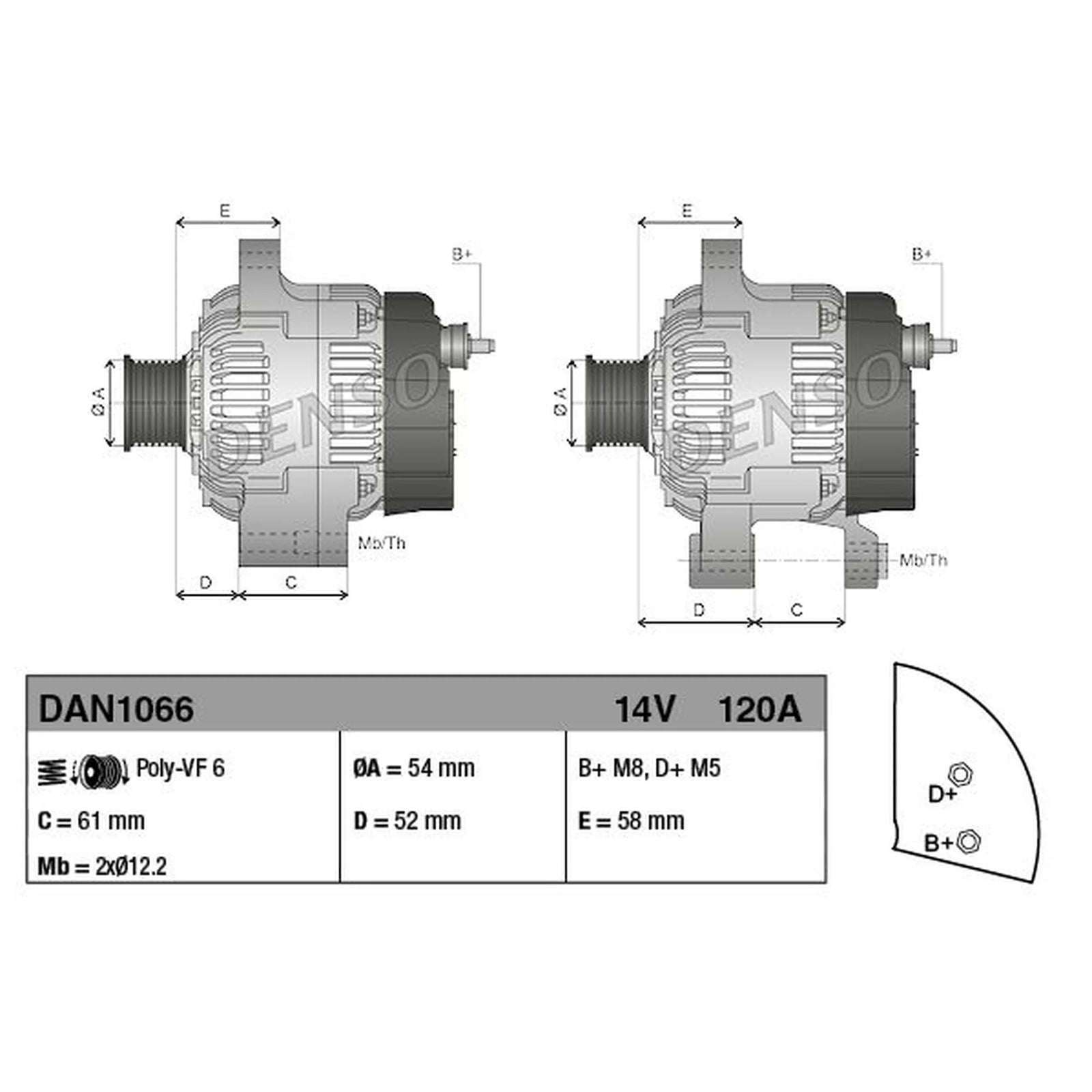 Denso Car Alternator 12V DAN1066