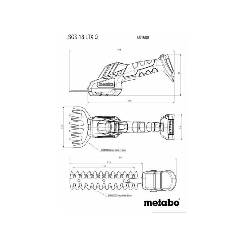 Metabo SGS 18 LTX Q Shrub & Grass Shear 18V Bare Unit