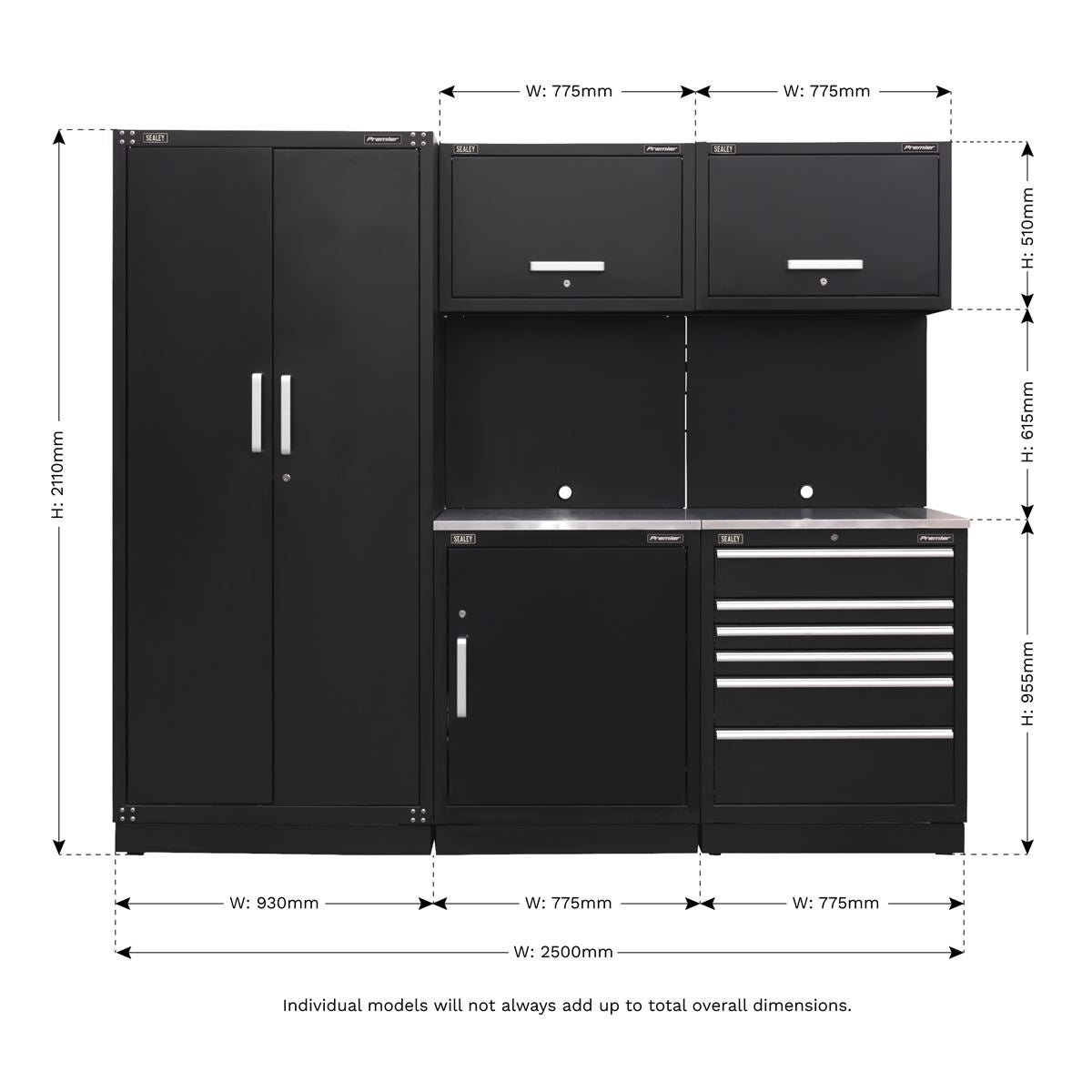 Sealey Premier Premier Storage System with Stainless Worktop 2.5m APMSCOMBO1SS