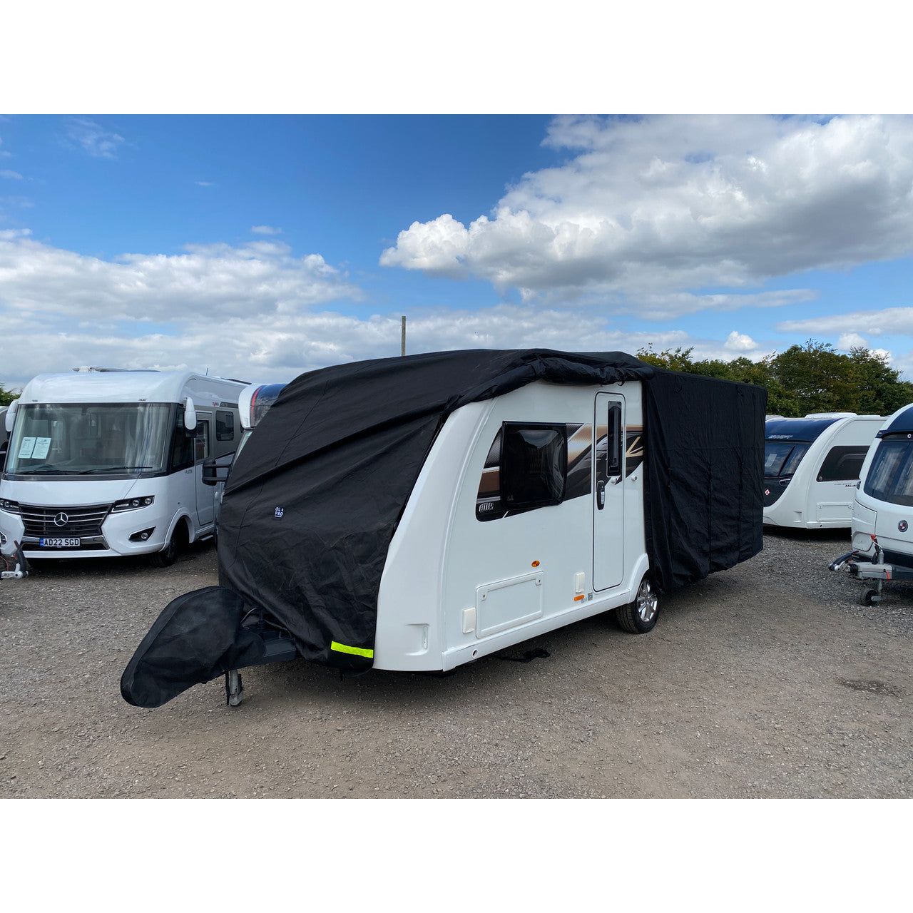 OLPRO Breathable Waterproof 4Ply Caravan Cover with Free Hitch Cover Black