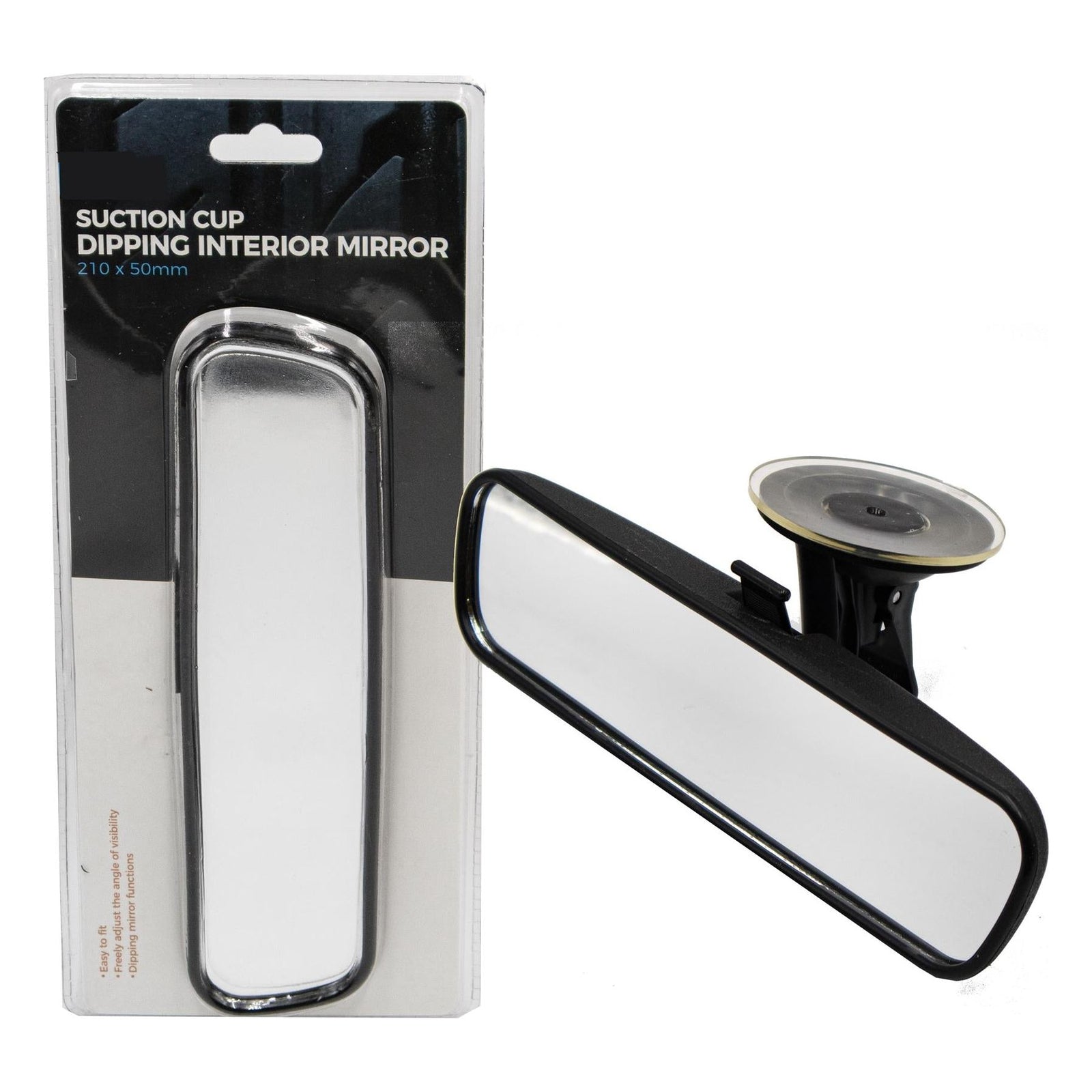 Dipping Interior Wide Angle Rear View Mirror Suction Learner Instructor 21x5cm