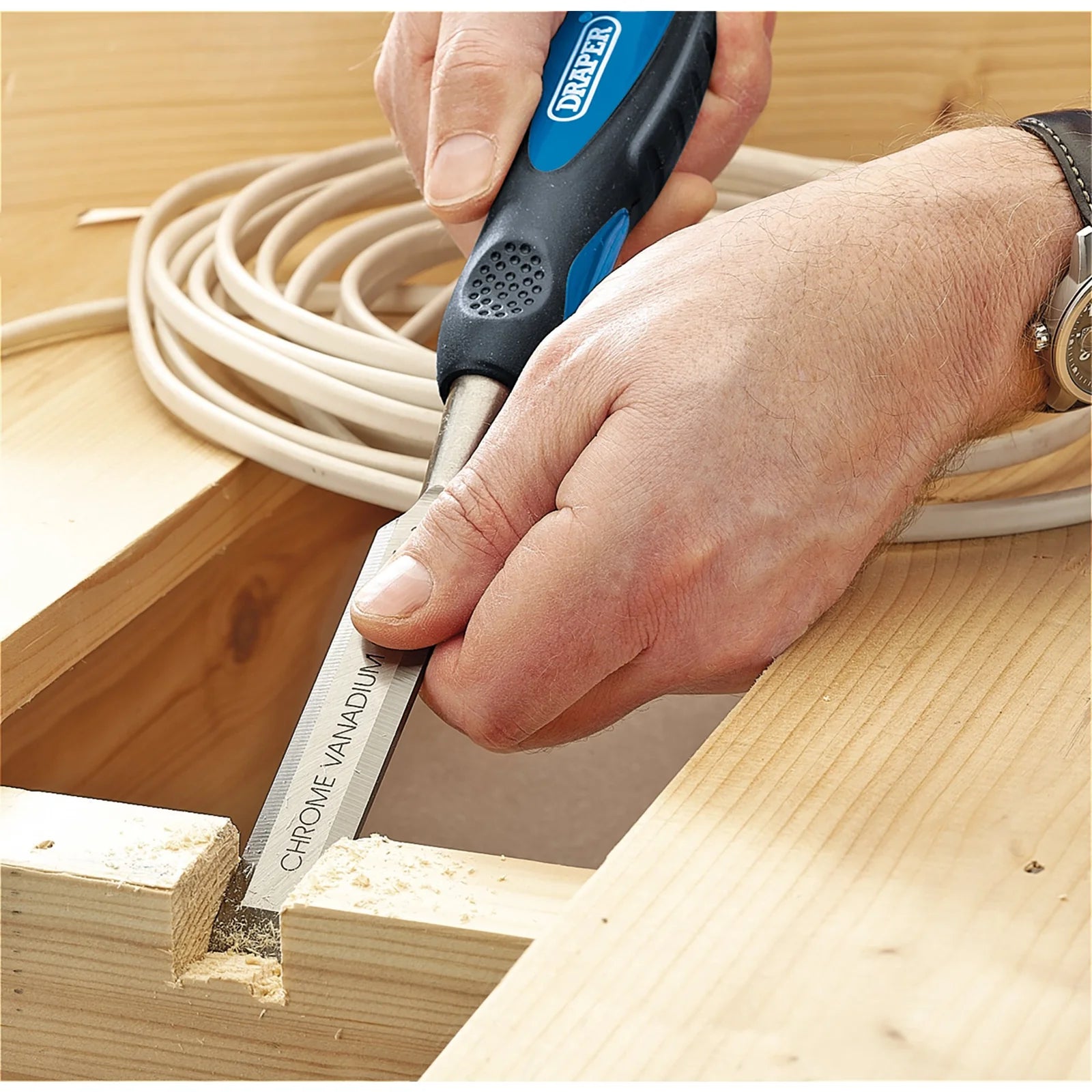 Draper Expert Soft Grip Bevel Edge Wood Chisel Set, 150mm (3 Piece) - DWCSG3