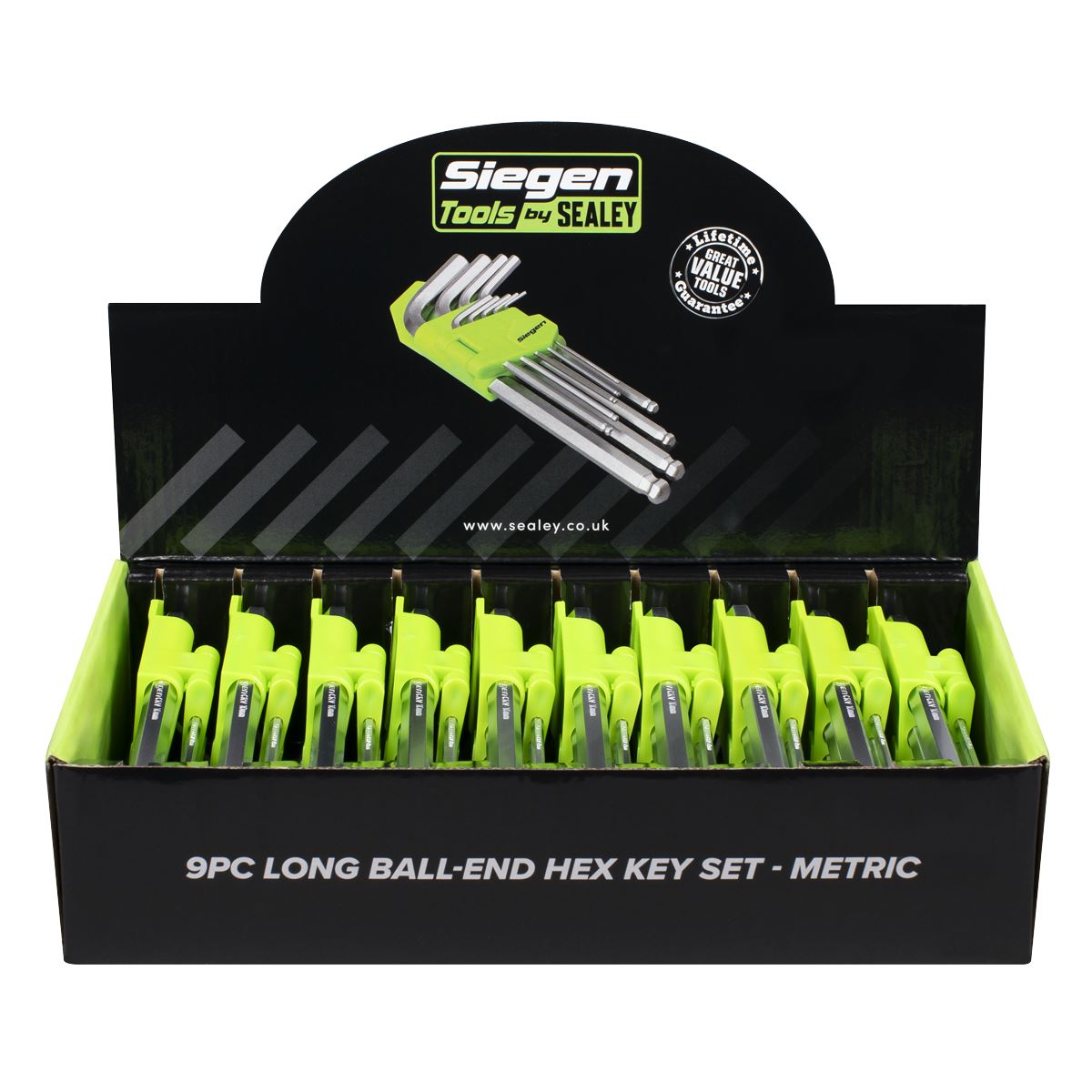 Siegen Siegen Long Ball-End Hex Key Set 9pc - Display Box of 10 S01263