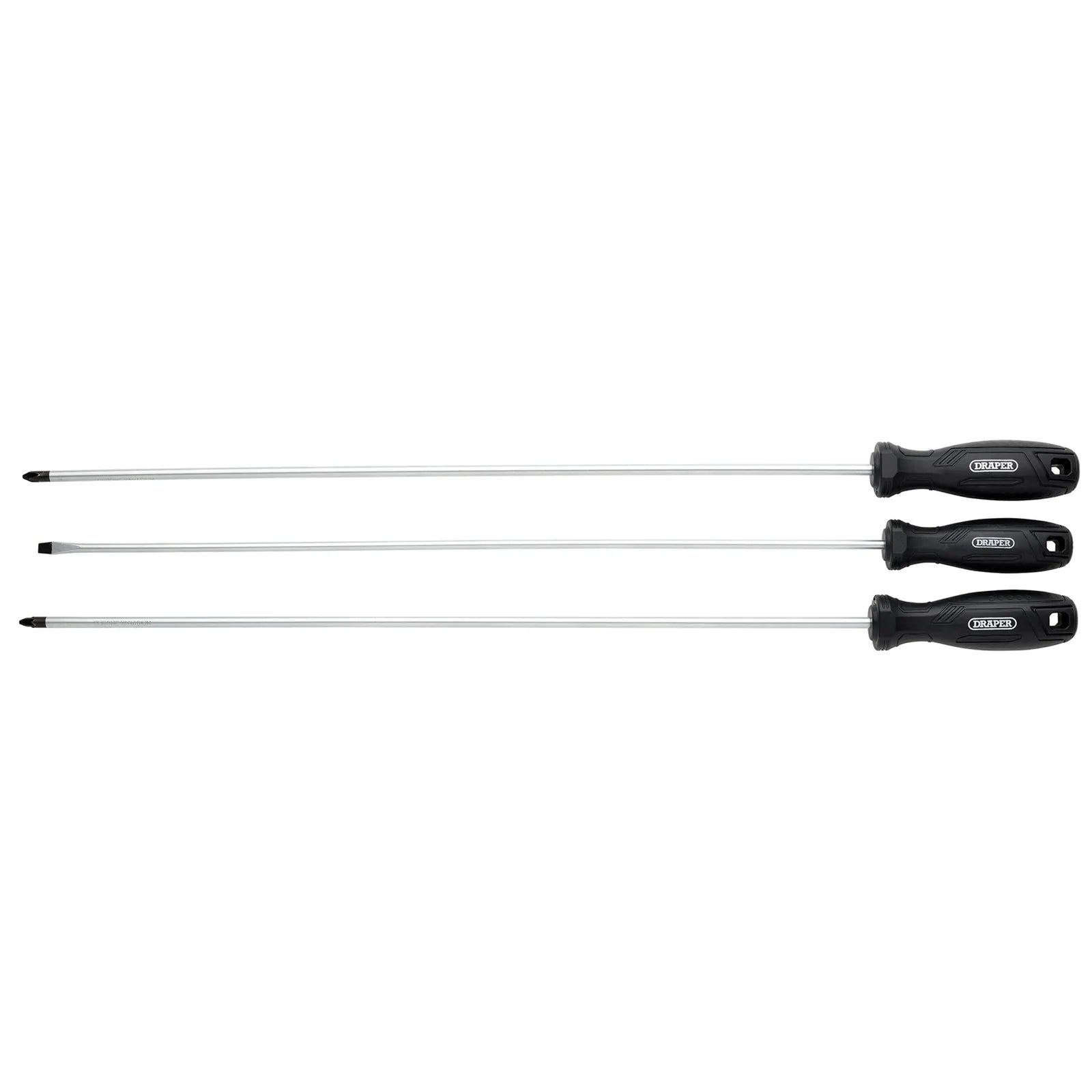 Draper Long Reach Hard Grip Screwdriver Set (3 Piece) - 220/S1