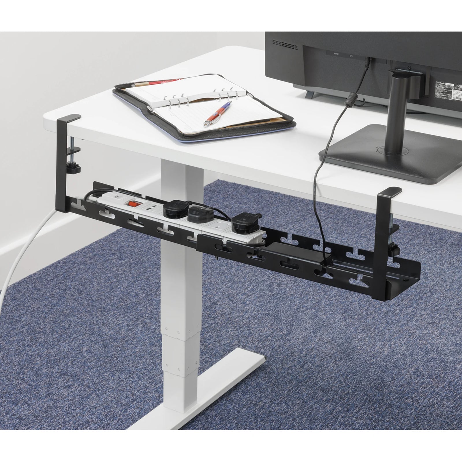 Dellonda Cable Management Tray Extendable 435/730mm - Black