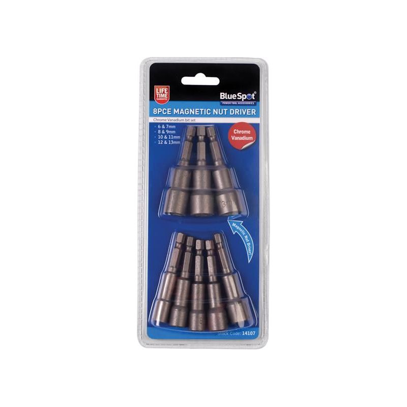 Bluespot Tools Magnetic 1/4in Nut Driver Set, 8 Piece