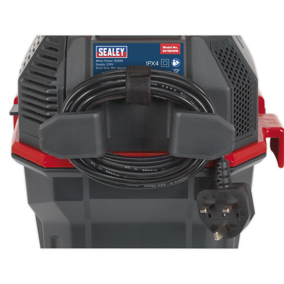 Sealey Garage Vacuum 1500W with Remote Control Wall Mounting GV180WM