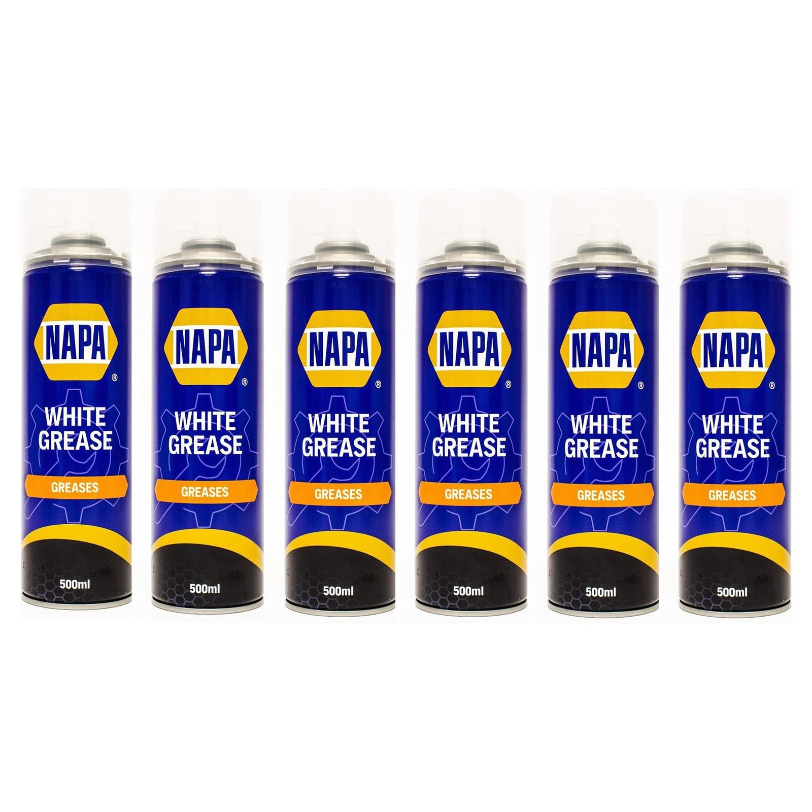 6x NAPA High Performance White Lithuim Grease 500ml Lubrication Spray Aerosol