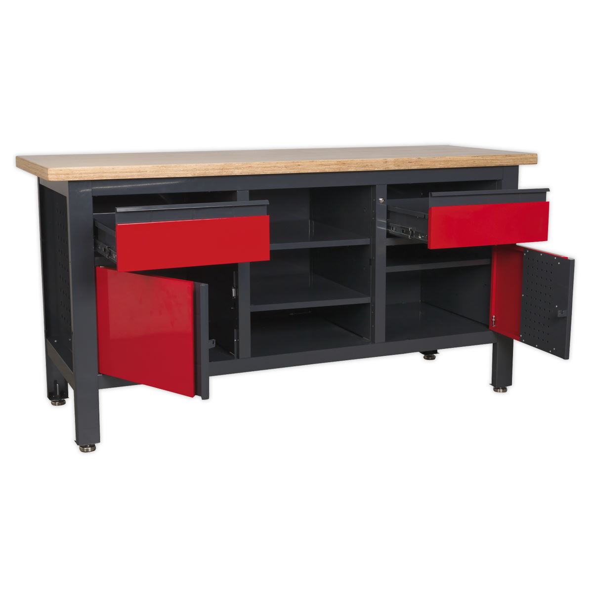 Sealey Workstation with 2 Drawers 2 Cupboards & Open Storage AP1905A