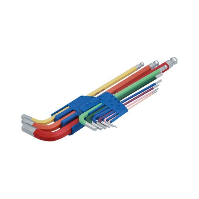 Laser Colour Coded Hex Key Set - Ball End 9pc 7869