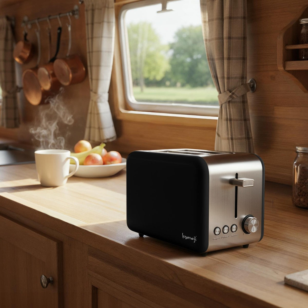 Leisurewize Caravan Camping Sleek Toaster - Black