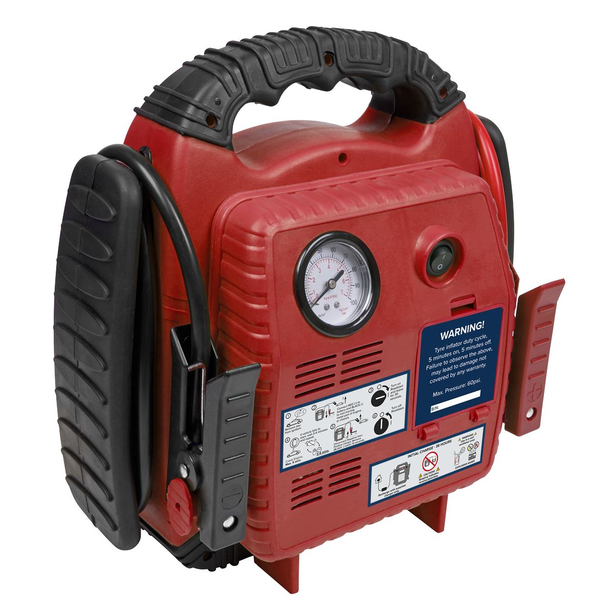 Sealey RoadStart Emergency Jump Start + Compressor 12V 750 Peak Amp RS132