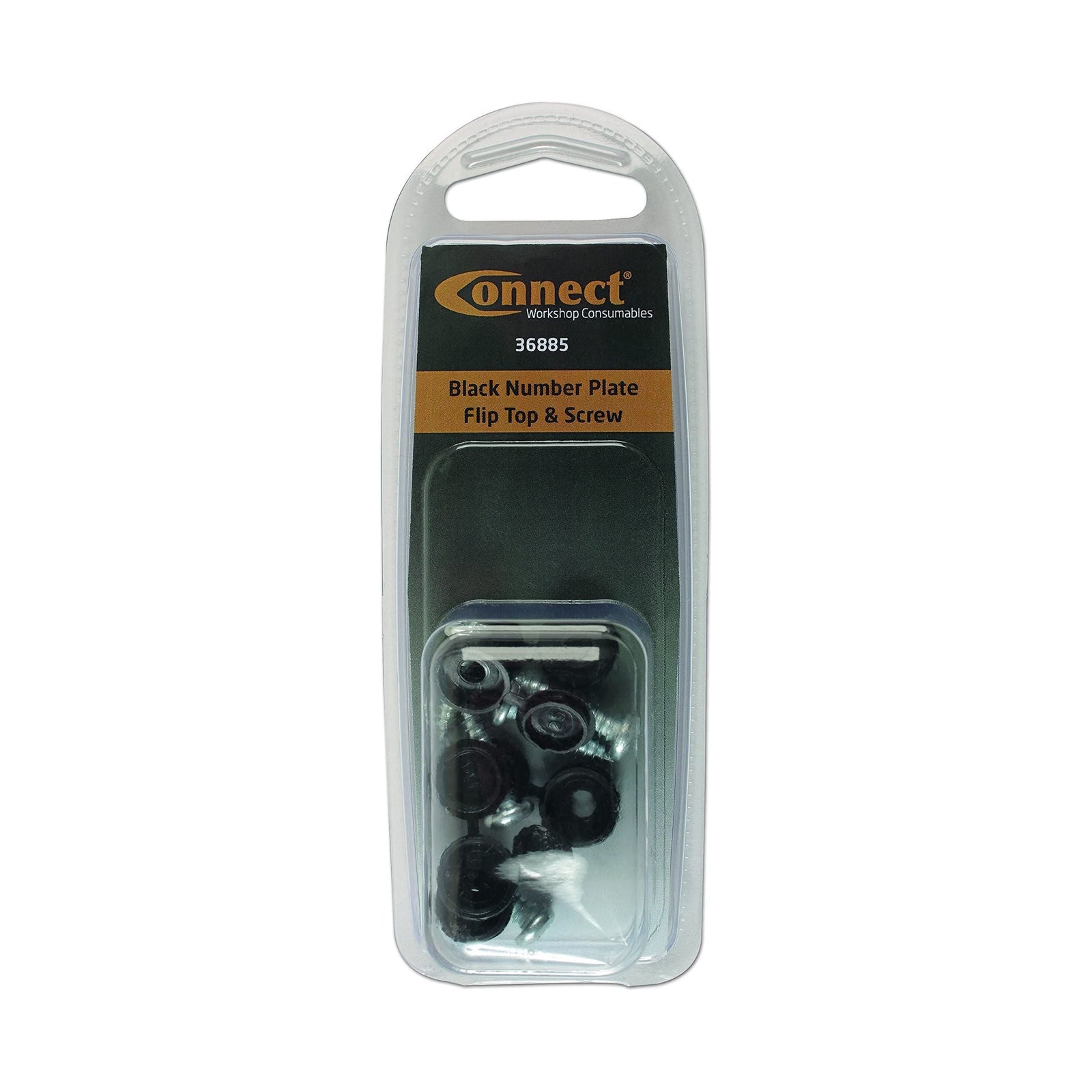 Connect Black Number Plate Flip Top & Screw 5pc 36885