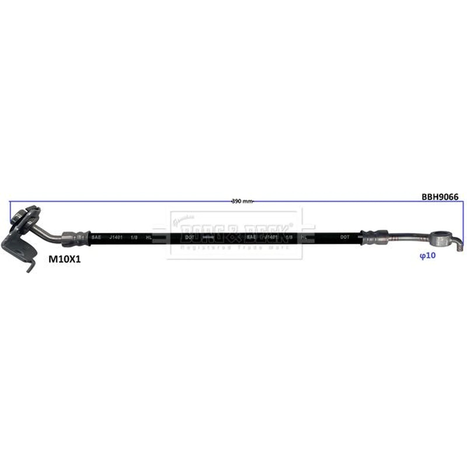 Borg & Beck Brake Hydraulic Hose Line Rear Right BBH9066